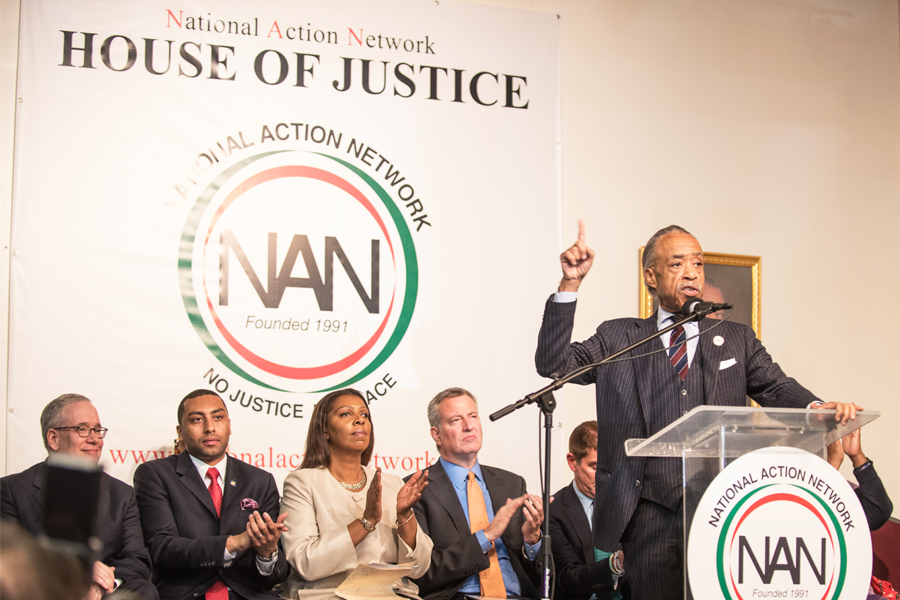 Rev. Al Sharpton speaks at the opening of the 25th Spectrum Learning Lab in New York City.